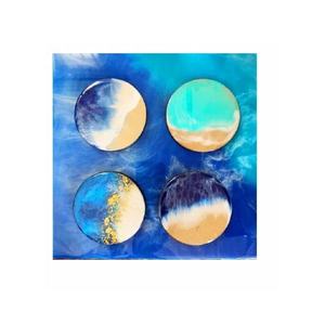 Hot Selling Colorful Round Shaped Resin <b>Coasters</b> Coffee Drink <b>Coaster</b> With Holder Modern Decoration Home Decor <b>Coaster</b> - Product Image 1