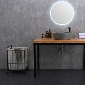 Cesto portabiancheria con coperchio e ruote, sacca interna rimovibile, struttura in metallo, facile da trasportare - Product Image 5