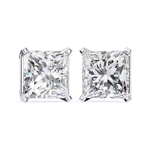 Boucles d'oreilles solitaires en or massif 18 carats avec diamant de laboratoire taille princesse 1,5 carat, fixation à tige, collection joaillerie fine - Product Image 3