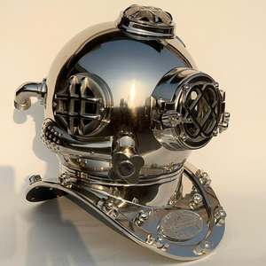 Réplique de casque de plongée Mark V en métal brillant, objet de décoration nautique, de collection vintage pour la mer et l'océan - Product Image 4