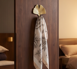 Handmade Ginkgo leaf Design Brass Wall <b>Hooks</b> <b>With</b> Vintage Design Perfect For Home Decor And Elegant Storage Solutions - Product Image 4