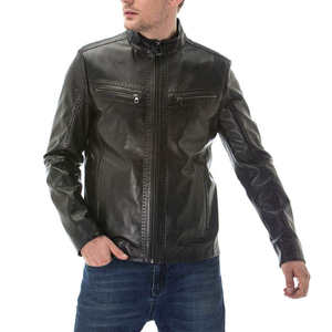 Veste en cuir personnalisée pour homme, col montant, logo sur le devant, style sport, taille 5XL - Product Image 4