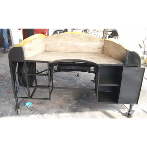 Reproduction Ambassador Car Desk 3 <b>Drawer</b> 1 Door Mango Wood Metal Frame Vintage Style Office Furniture Bulk Custom Orders - Product Image 5
