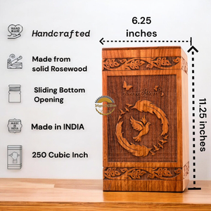 Urne funéraire artisanale en bois naturel pour cendres, motif vague d'oiseaux, boîte à cendres artistique, souvenir commémoratif par AYAANS - Product Image 2