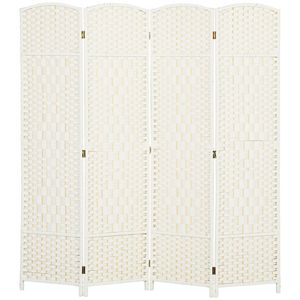 Divisorio Tradizionale in Bambù a 4 Pannelli, Alto 6 Piedi, Autoportante, in Legno Bianco per Privacy in Casa e Ufficio - Product Image 1