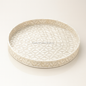 Plateau de service moderne en incrustation d'os de couleur bleue Plateau de fruits et de collations de qualité supérieure pour la maison et le restaurant - Product Image 2