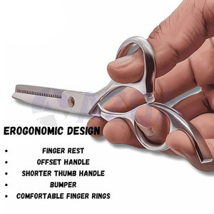 Tijeras de Entresacar de Acero Inoxidable de 28 Dientes con Tornillo de Tensión Ajustable para Diestros, para Peluquería Profesional - Product Image 4