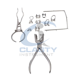 CE ISO Approved Ergonomic Manual Dental Basic Rubber Dam Instruments Kit Steel <b>Clamps</b> <b>Frame</b> Forceps Ivory Punch Pliers - Product Image 5