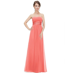 Robe de soirée élégante en mousseline de soie et dentelle pour femme, sans bretelles, sans manches, pour demoiselle d'honneur, mariage, cérémonie, sur mesure - Product Image 5