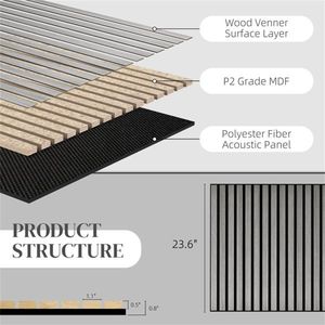 4 Pannelli Acustici in Legno 60x60 cm per Pareti di Casa e Ufficio - Product Image 4