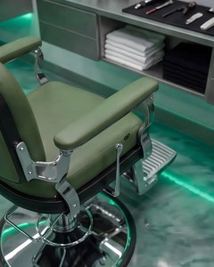 Green Modern Barber <b>Chair</b> Hydraulic Pump Salon Styling <b>Chair</b> Adjustable <b>Reclining</b> PU <b>Leather</b> Seat Base for Beauty Salon Hotel - Product Image 3