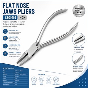 Pince à bec plat 130 mm en acier inoxydable INOX, outil de pliage de fil pour la fabrication de bijoux ZetomedPro - Product Image 3