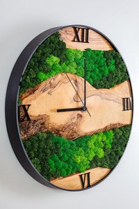 Rustic Wood Slice Wall <b>Clock</b> Scenic Forest Design Analog Quartz Timepiece Round Wooden Decor for Living Room moss <b>clock</b> - Product Image 5