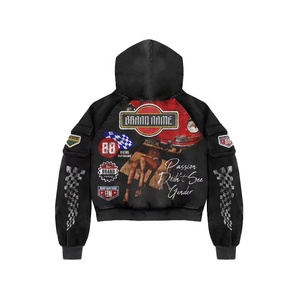 เสื้อฮู้ดมีซิปสำหรับผู้ชายและผู้หญิงโอเวอร์ไซส์ผ้าคอตตอน100% พิมพ์ลายพิมพ์เทย์สกรีนสำหรับฤดูหนาว - Product Image 3