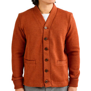 Men's Wool V-Neck <b>Cardigan</b> Solid Color Button Front Full Sleeve Winter Breathable Lace Anti-Pilling Standard <b>Thickness</b> - Product Image 1