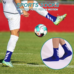 High Quality Hot Selling Men Crew Sports <b>Grip</b> Soft Anti-Slip Quick Dry Cotton Blend Custom Logo <b>Socks</b> for Football Soccer - Product Image 2