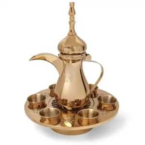 Traditional Brass <b>Tea</b> Kettle Handcrafted Vintage Style Middle East Design Metal Whistling Double Wall Eco-Friendly Coffee - Product Image 4