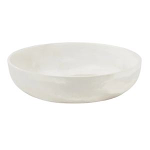 Bol rond peu profond en résine, blanc pur, brillant, lisse, fait à la main, vaisselle décorative pour la table de cuisine, origine indienne - Product Image 1