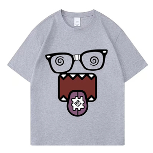 T-shirt pour homme avec imprimé de monstre de dessin animé amusant, lunettes Y2K, imprimé bouche, col rond, manches courtes, 100% coton, décontracté, séchage rapide, respirant - Product Image 3