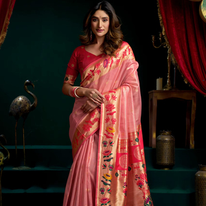 Saris en soie Paithani traditionnels en gros pour mariages, saris de mariée d'été avec bordures Zari, fournisseur en gros - Product Image 1