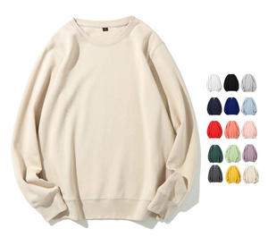 High Quality Heavyweight Unisex French Terry Custom Oversized Crewneck <b>Plain</b> <b>Sweatshirt</b> for Men - Product Image 1
