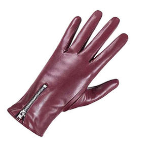 Wholesale FITME SPORTS Burgundy Leather <b>Touchscreen</b> <b>Gloves</b> Wrist Length Plain Style Unlined Eco-Friendly Winter Outdoor Casual - Product Image 4
