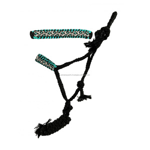 Customized Black Woven Nylon Mule <b>Halters</b> with Beaded Noseband Wholesale Manufacturer Supplier Saman Exports - Product Image 4