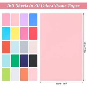 160 Fogli di Carta Velina Colorata Pastello 20 X 14 Pollici in Confezione Grande per Sacchetti Regalo di Halloween e Natale, Confezioni e Lavori Fai-da-Te - Product Image 3