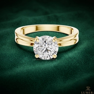 Bague de fiançailles solitaire en diamant rond de couleur D-E cultivé en laboratoire certifié IGI, or jaune 9KT 10KT 14KT 18KT, bague de luxe pour femmes - Product Image 1