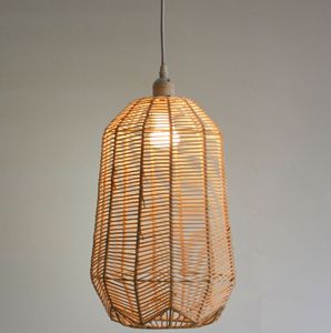 Chic <b>Vintage</b> Style Natural Rattan Lampshade Woven Pendant Light Fixture Farmhouse Hanging Ceiling Chandelier <b>Lamp</b> Kitchen - Product Image 2