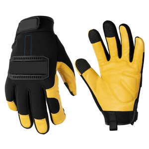 Gants de sécurité de travail mécanique anti-vibration en cuir de vachette et tissu maillé avec logo personnalisé - Product Image 1