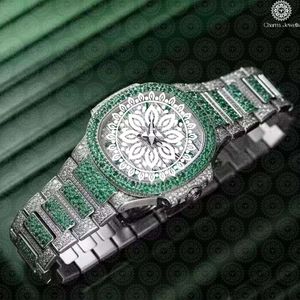 Montre de luxe Charm Jewells en acier inoxydable, cadran de 40 mm, mouvement mécanique analogique, design vert émeraude, montre de mode pour homme - Product Image 3