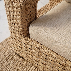 Luxury Modern Natural Wicker Rattan <b>Armchair</b> Outdoor Garden Terrace Living Room Accent <b>Dining</b> Chair Cushion Apartment - Product Image 5