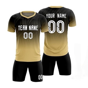 Ensemble maillot et short de football pour homme adulte 100 % coton, imprimé par transfert thermique, nom/numéro de l'équipe, taille élastique, respirant, uni - Product Image 4
