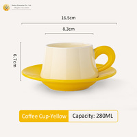 Jolies tasses à café de style vintage avec soucoupe, ensemble de 280 ml, tasse à latte en céramique esthétique, cadeaux d'affaires, passe au micro-ondes