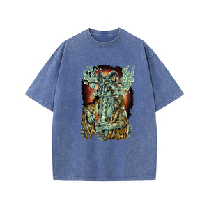 Men's Vintage Washed Black Oversized <b>T</b>-<b>shirt</b> with Octopus Tentacle <b>Gothic</b> Streetwear Print 230g Cotton Tee Quick-Dry Breathable - Product Image 4