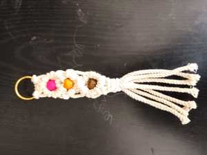 Handmade Macrame Keychain Wooden Bead Key Ring Tassel Pendant for Gift and Bag Decoration - Product Image 2