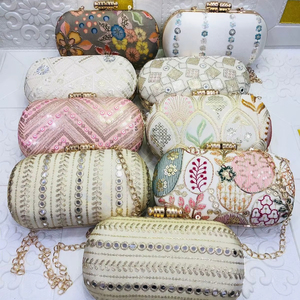 Luxury Handmade Embroidered <b>Clutch</b> Bags for Women | <b>Wedding</b> Party Evening Bags with Chain | Bulk Mix Design <b>Clutches</b> - Product Image 1