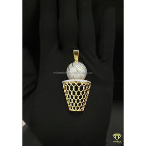Real Moissanite Diamond Basketball Hoop Pendant for Urban Fashion and Rapper Style Jewelry Necklace - Product Image 4