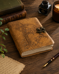 Journal en cuir de qualité supérieure avec design de perroquet et serrure en métal |   Carnet de notes vierge pour les voyages, le dessin, le bureau et les cadeaux - Product Image 1