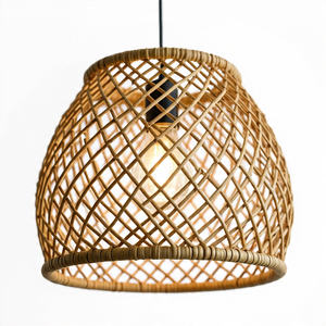 Lampe suspendue en rotin, design rond, nouveau modèle, fabrication artisanale, installation facile au plafond, idéale pour les mariages et les fêtes - Product Image 1
