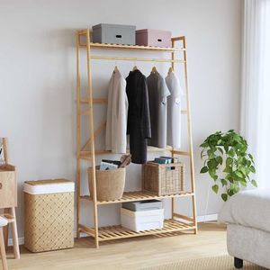 Porte-vêtements en bambou naturel à suspendre sur la porte, dimensions 43,3x15,7x70,9 pouces, porte-vêtements en bambou - Product Image 2