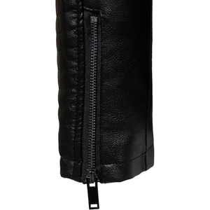 Unisex Premium Genuine Leather <b>Racer</b> <b>Jacket</b> Slim Fit Stand Collar Vintage Distressed Waterproof Windproof Motorcycle Front - Product Image 2