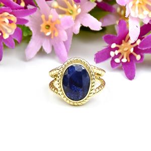 Blue Sapphire <b>Ring</b> Gold Vermeil Oval Gemstone <b>Statement</b> <b>Ring</b> September Birthstone Gift for Her - Product Image 1