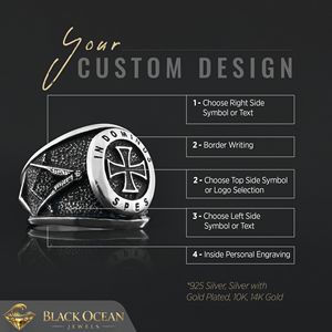 แหวนเมสัน BOJ รุ่น 019 แหวนสั่งทำพิเศษสำหรับทุกเพศ แหวนตราประทับฟรีเมสันแบบปรับแต่งได้ แหวนตราประทับมาสเตอร์เมสันเท็กซัส ฮิปฮอป สีเงิน ราคาประหยัด - Product Image 3