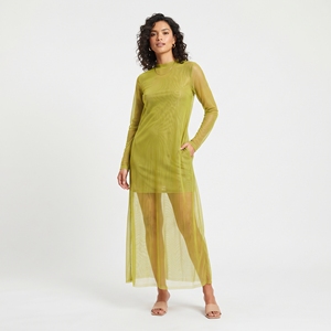 Robe longue en maille transparente extensible respirante pour femme, style mini-robe transparente personnalisée, longueur cheville, vente en gros - Product Image 3