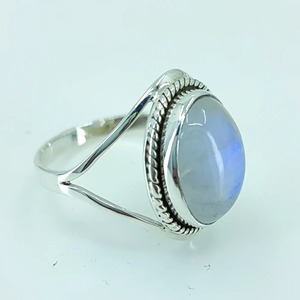 Rainbow Moonstone <b>Ring</b> 925 Sterling <b>Silver</b> Handmade Statement Promise <b>Ring</b> for Women <b>Boho</b> Oval June Birthstone Jewelry - Product Image 4