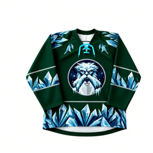 Jersey de Hockey sobre Hielo Sublimado Personalizado para Hombre, Manga Larga, Azul Claro y Negro, Ropa Deportiva de Poliéster que Absorbe la Humedad - Product Image 6