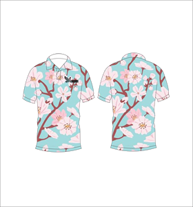 T-shirt personnalisé pour homme à manches courtes avec imprimé floral de fleurs de cerisier, col rond, sublimation - Product Image 2