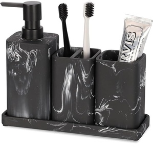 Juego de baño de mármol de tendencia Spray de alta calidad de forma redonda blanca para el baño del hogar Hotel y otros - Product Image 1